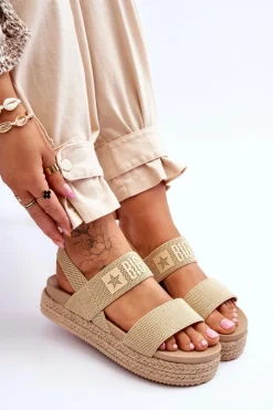 Damskie Sandały Wsuwane Big Star LL274858 Beżowe