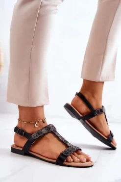 Damskie Sandały Z Dżetami Czarne Julies