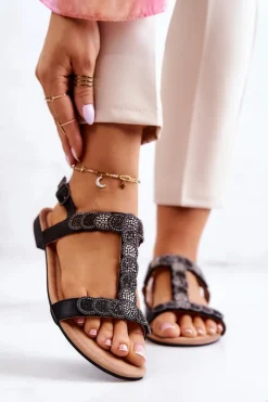 Damskie Sandały Z Dżetami Czarne Julies