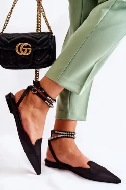 Damskie Sandały Z Noskiem W Szpic Czarne Amisha