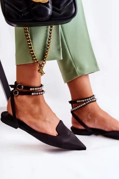 Damskie Sandały Z Noskiem W Szpic Czarne Amisha