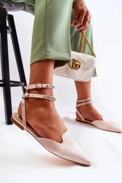 Damskie Sandały Z Noskiem W Szpic Beżowe Amisha