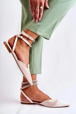 Damskie Sandały Z Noskiem W Szpic Beżowe Amisha