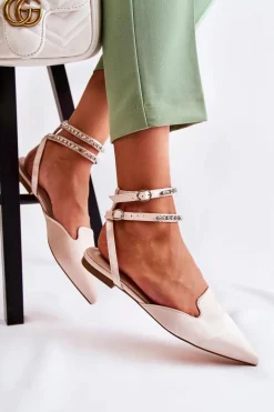 Damskie Sandały Z Noskiem W Szpic Beżowe Amisha