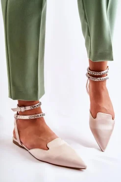 Damskie Sandały Z Noskiem W Szpic Beżowe Amisha