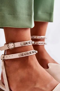 Damskie Sandały Z Noskiem W Szpic Beżowe Amisha