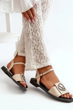 Damskie Sandały Z Ozdobą S.Barski KV27-045 Złote