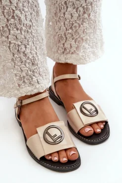 Damskie Sandały Z Ozdobą S.Barski KV27-045 Złote