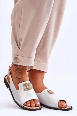 Damskie Sandały Z Ozdobą S.Barski KV-2775-49 Srebrne