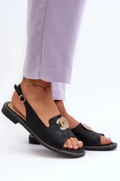 Damskie Sandały Z Ozdobą S.Barski KV27-049 Czarne