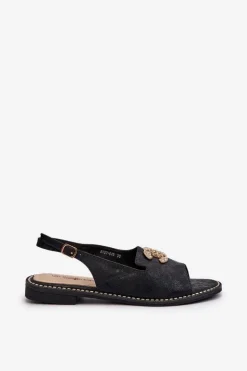 Damskie Sandały Z Ozdobą S.Barski KV27-049 Czarne