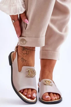 Damskie Sandały Z Ozdobą S.Barski KV-2775-49 Różowo-Złote