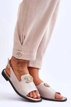 Damskie Sandały Z Ozdobą S.Barski KV-2775-49 Różowo-Złote