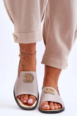 Damskie Sandały Z Ozdobą S.Barski KV-2775-49 Różowo-Złote
