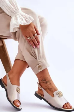 Damskie Sandały Z Ozdobą S.Barski KV-2775-49 Różowo-Złote