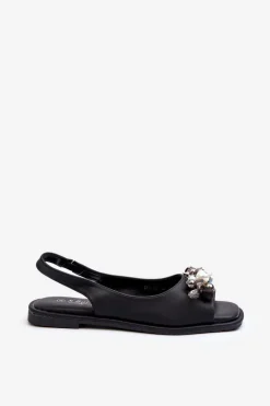 Damskie Sandały Z Ozdobami S.Barski KV27-004 Czarne