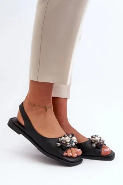 Damskie Sandały Z Ozdobami S.Barski KV27-004 Czarne