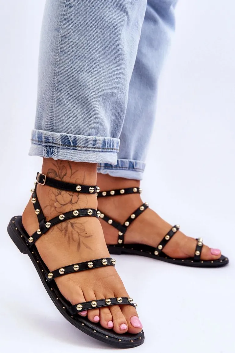 Damskie Sandały Z Ozdobnymi Ćwiekami Czarne Dorothy