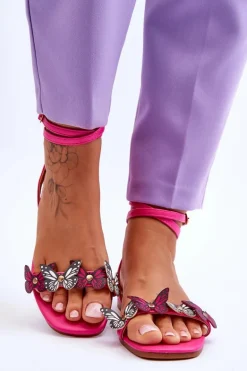 Damskie Sandały Z Ozdobnymi Motylami Fuksja Jeane