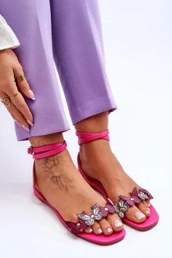 Damskie Sandały Z Ozdobnymi Motylami Fuksja Jeane