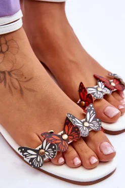 Damskie Sandały Z Ozdobnymi Motylami Białe Jeane