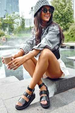 Damskie Sandały Z Paskiem Czarne Hever