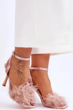 Damskie Sandały Z Piórkami Nude Tiffany