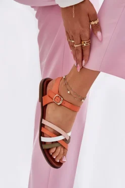 Damskie Sandały Z Przeplatającymi Się Paskami Sergio Leone SK090H Pomarańczowe