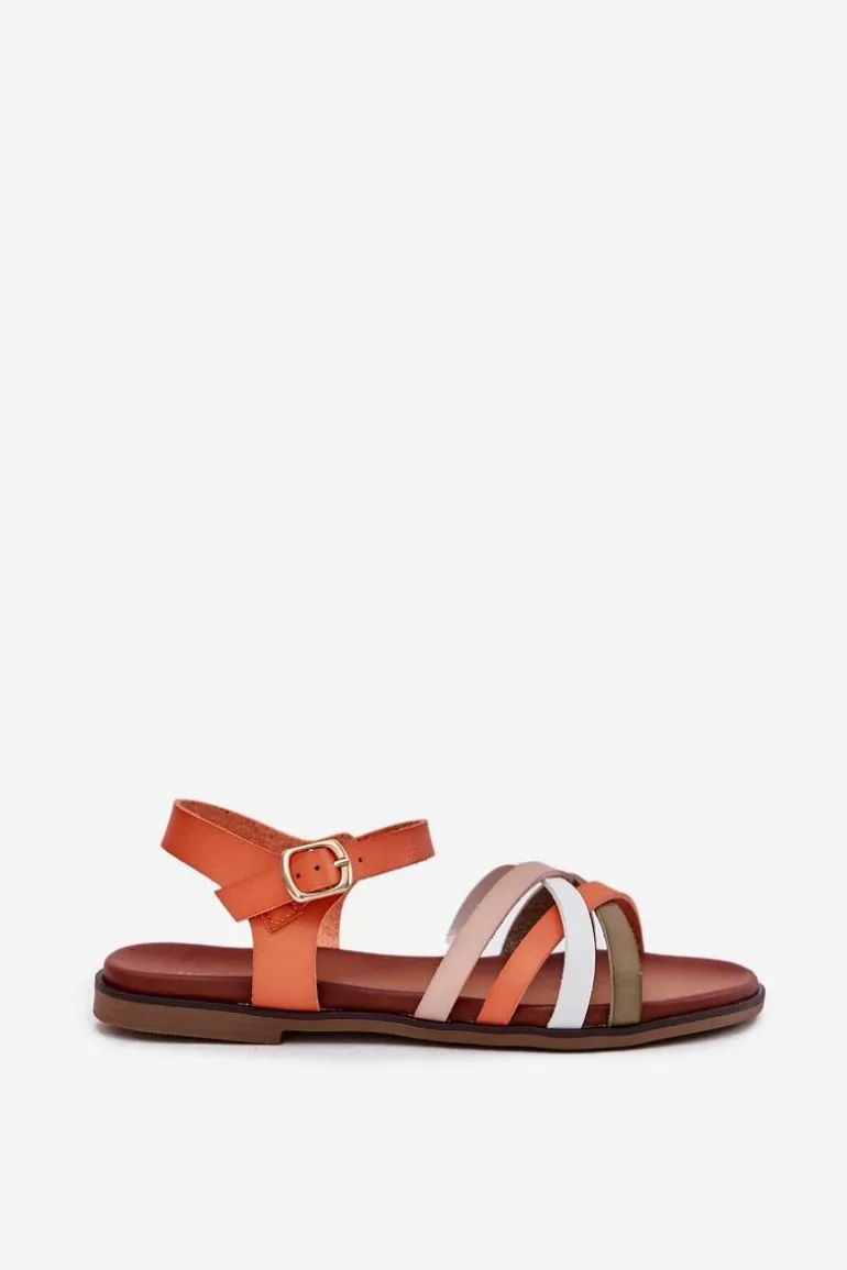 Damskie Sandały Z Przeplatającymi Się Paskami Sergio Leone SK090H Pomarańczowe