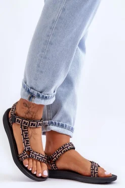 Damskie Satynowe Sportowe Sandały Czarno-Beżowe Victory