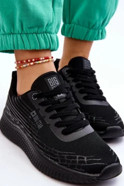 Damskie Siateczkowe Buty Sportowe Memory Foam System Big Star LL274662 Czarne