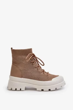 Damskie Skarpetkowe Wsuwane Botki Brązowe Solime