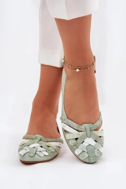 Damskie Skórzane Baleriny Maciejka 01358-50 Miętowe