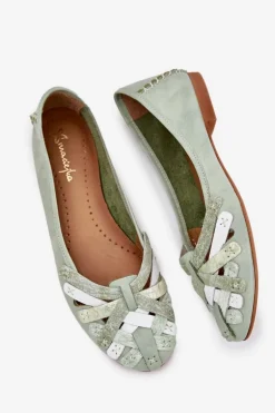 Damskie Skórzane Baleriny Maciejka 01358-50 Miętowe