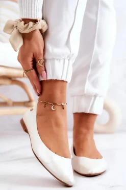 Damskie Skórzane Baleriny Maciejka 04100-26 Jasnobeżowe