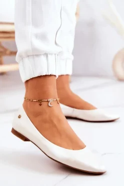 Damskie Skórzane Baleriny Maciejka 04100-26 Jasnobeżowe