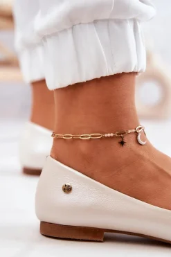 Damskie Skórzane Baleriny Maciejka 04100-26 Jasnobeżowe