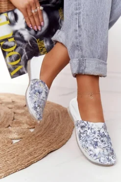 Damskie Skórzane Baleriny Maciejka Białe 01930-85