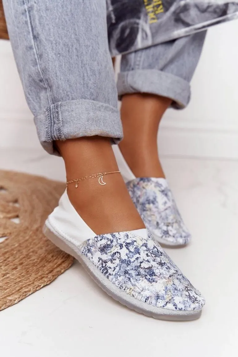 Damskie Skórzane Baleriny Maciejka Białe 01930-85