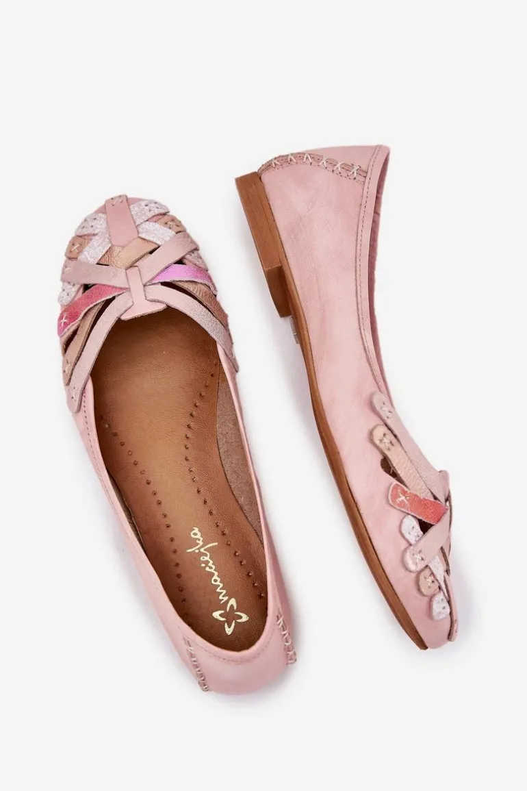 Damskie Skórzane Baleriny Maciejka 01358-51 Różowe
