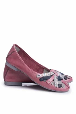 Damskie Skórzane Baleriny Maciejka Różowe 01358-15