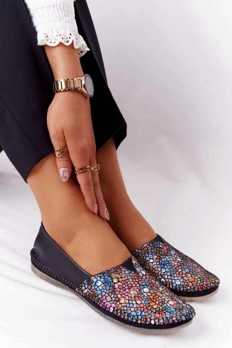 Damskie Skórzane Baleriny Maciejka 01930-87 Czarne