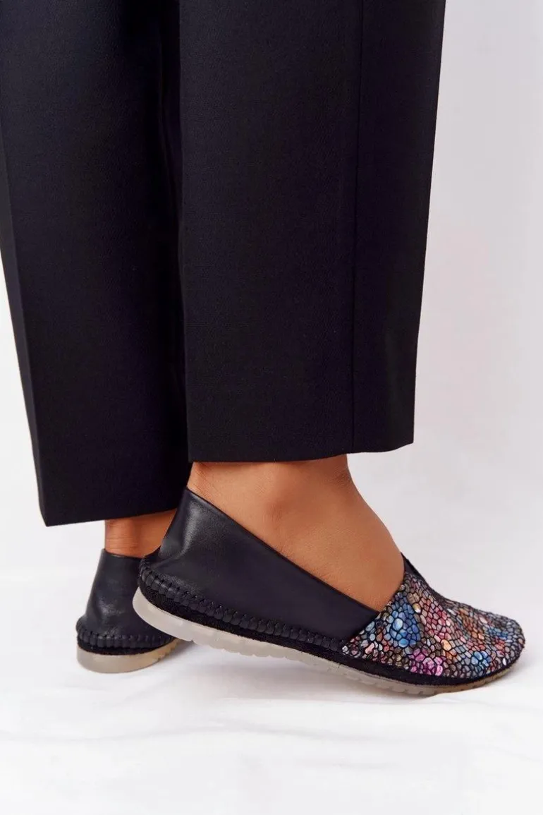 Damskie Skórzane Baleriny Maciejka 01930-87 Czarne