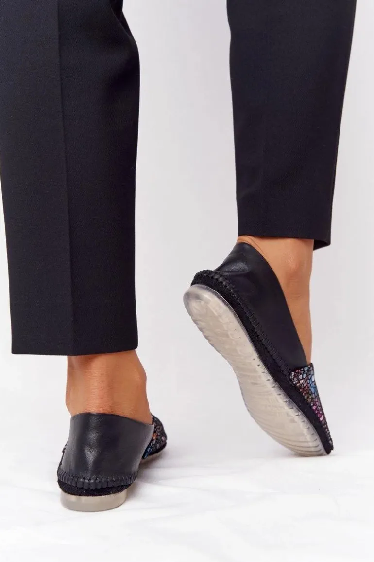 Damskie Skórzane Baleriny Maciejka 01930-87 Czarne