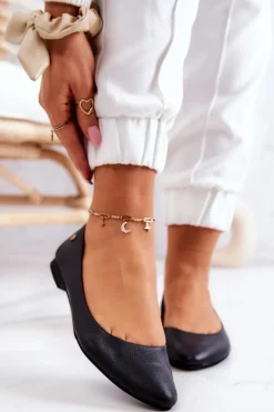 Damskie Skórzane Baleriny Maciejka Czarne 04100-01