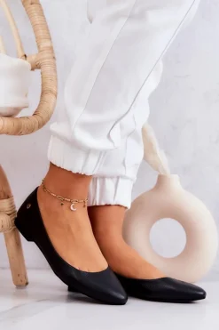 Damskie Skórzane Baleriny Maciejka Czarne 04100-01