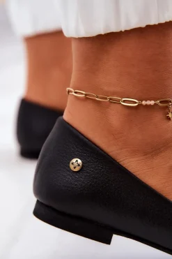 Damskie Skórzane Baleriny Maciejka Czarne 04100-01