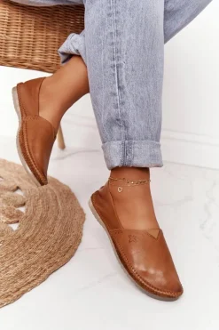 Damskie Skórzane Baleriny Maciejka Rude 01930-52