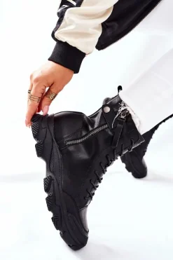 Damskie Skórzane Botki GOE II2N4031 Czarne