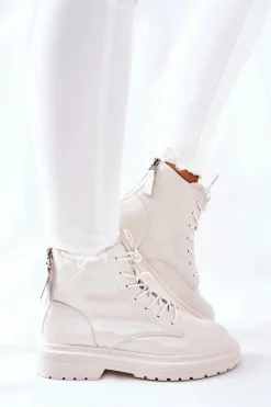 Damskie Skórzane Botki GOE II2N4013 Białe